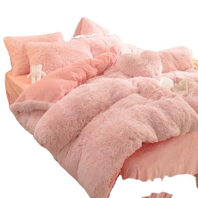 China Winter Anti-Static Thickened Mink Four Piece Plush Thermal Duvet Cover ab Solid Edition Crystal Velvet Bedding Wholesale for sale