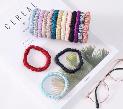 China Fashionable Women's Hair Ties 100% Silk Natural Silk Scrunchies Soft Colorful Hair Ties Wrap Around for sale