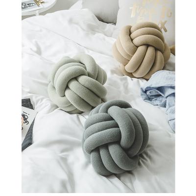 China INS Anti-Static Plush Warm Handmade Knot Cushions Soft Knot Pillow Home Decoration Cotton Ball Pillows for sale