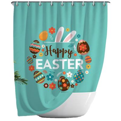 China Durable Cartoon Polyester Happy Easter Shower Curtain Waterproof Custom Print For Bathroom for sale