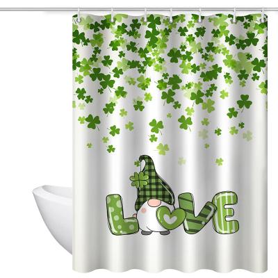 China Sustainable 3D Digital Printing Waterproof Polyester St. Patrick's Day Bathroom Shower Curtain With Hooks for sale