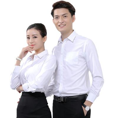 China 2021 High Quality Anti-Shrink Office Shirt Cotton Women's Long Sleeve Shirt Plus Size For Women And Men for sale