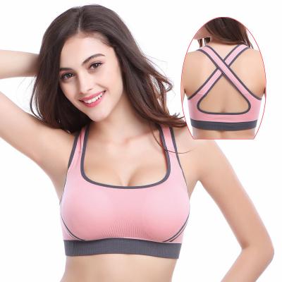 China Breathable Women Fitness Cross Back Padded Seamless Push Up Sports Bra Sport Wear for sale