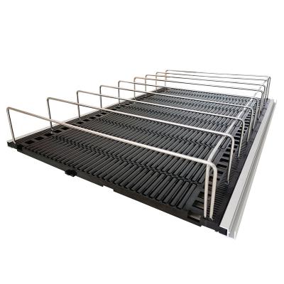 China Single Sided Wire Front C-Stores Auto Facing Shelf Sliding Shelf Gravity Roller Shelf for sale