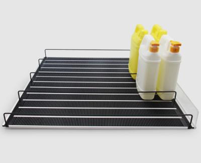 China Supermarket Beverage Cooler Shelf Vending Machine Shelf Beverage Display Roll Mat Slide Mat Roller Shelving for sale