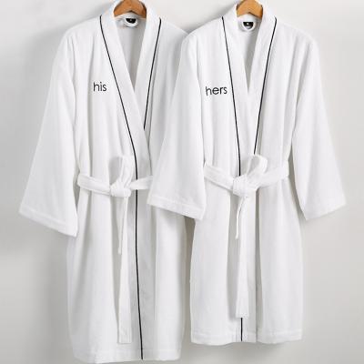 China Custom QUICK DRY 100% Cotton Bathrobe Logo Kimono Collar Embroidery Personalized Velvet Men and Women Hotel Bathrobe for sale