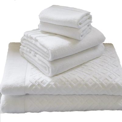 China Sustainable High Quality Luxury 100% Cotton Jacquard Pattern SPA Towels Dobby Border Face Hand Bath Towel Set For Five Star Hotel for sale