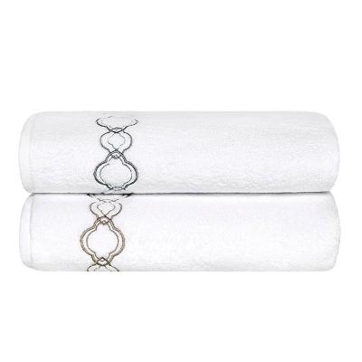 China Sustainable Luxury Bathroom Towel Plain White 100% Cotton Embroidery Logo Bath Towel For Hotel Spa Pool for sale