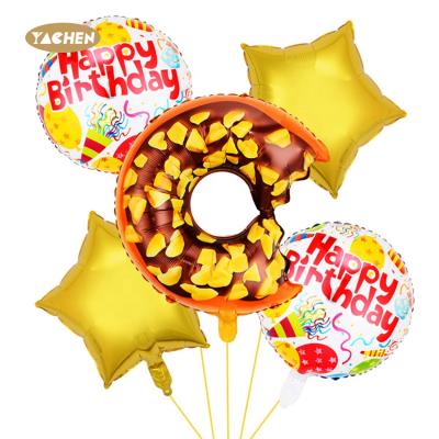 China Advertising Toy Yachen 5pcs/set Advertising Balloon Happy Birthday Party Decoration Donut Balloon Set For Kids for sale