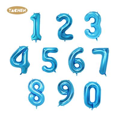 China Wedding Decoration YACHEN Happy Birthday Blue Helium Foil 32 Inch Party Number Balloons With 0-9 for sale