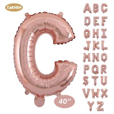 China Wedding Decoration Yachen Tending 2021 50pcs/Bag Giant 40Inch Rose Gold Foil Letter Balloons For Party Birthday for sale