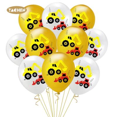 China Gift toy 12 inch engineering vehicle construction customized logo latex balloons printing personalized helium for sale