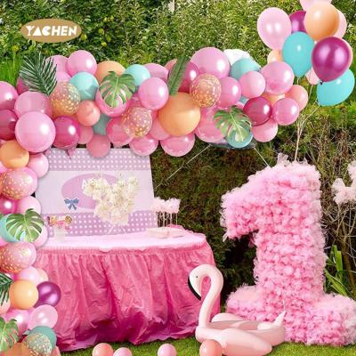 China Advertising Toy Yachen pink bule Hawaii tropical flamingo balloon arch garland kit for party birthday for sale