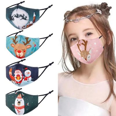 China Fashionable Christmas Party High Quality Reusable Facemask Cloth Fabric Cartoon Santa Claus Mask Kids Washable Cotton for sale