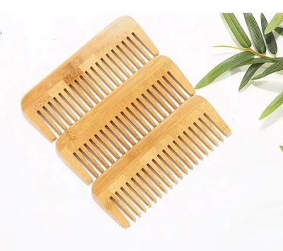 China 100% Natural Bamboo Wood Wide Tooth Wooden Comb Home Beard Custom Logo For Women Men for sale