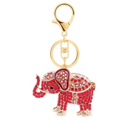 China Wholesale Cute Animal Charm Gift Muyang Faux Stone Key Chain Crystal Gold Dangle European Elephant for sale