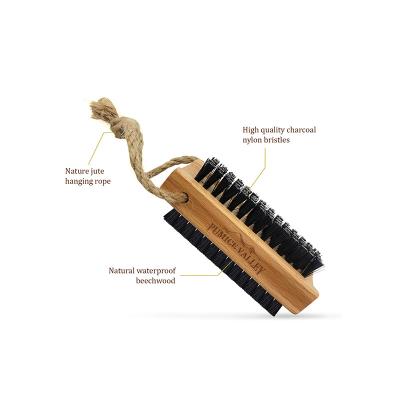 China MuYang Custom Wooden Double Sided Natural Bamboo Boar Hair Nail Cleaning Brush Logo Pedicure Tool Natural Bamboo New Soft Design for sale