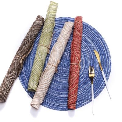 China Hot Selling Natural Heat Proof Viable Amazon Hemp Mat Braided Round Placemat For Kitchen Dining Table Place Mat for sale