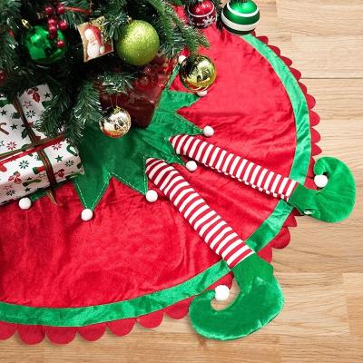 China Luxury High Quality Christmas Tree Skirt Elves Christmas Tree Decoration Apron Bottom Mat For Indoor Christmas Decorations for sale