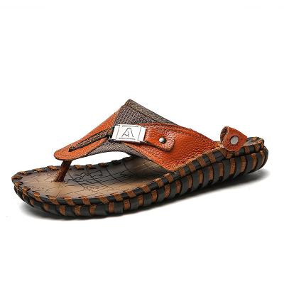 China Flip Flops Summer Plus Size 2022 New Arrival Fashion Trend Outdoor Stylish Men's 48 Fashion Genuine Leather Slippers For Men for sale