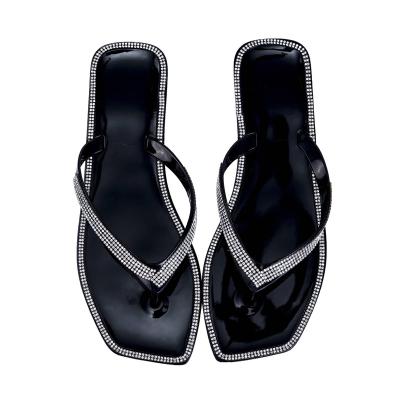 China 2022 Fashion Trend Women Bling Sandals Luxury Colorful Shoes New Shape Flat Rhinestone Slides Slippers for sale