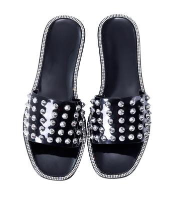 China 2022 Fashion Trend Women Bling Sandals Luxury Colorful Shoes New Shape Flat Rhinestone Slides Slippers for sale