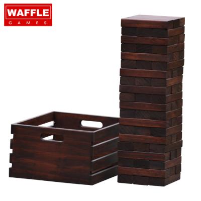 China Good Sanded Edges WAFFLE'S Walnut Stained Tower Wooden Topping Set With Premium Case Playing Table for sale