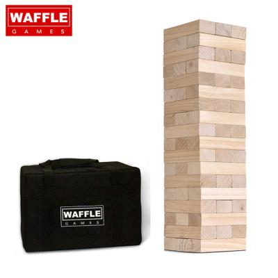 China Good Sanded Edges Tumbling Tower Of WAFFLE Premium Natural Wood Tower for sale