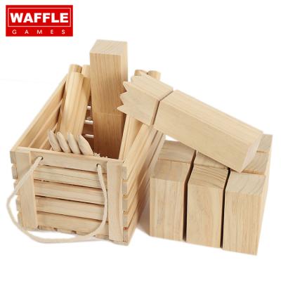 China Premium Natural Wooden Outdoor Game WAFFLE GAMES Lawn Kubb Yard Game With Carry Case Packing for sale