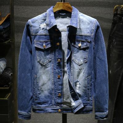 China Viable new men's denim jacket fashion four seasons monkey striping high quality men's denim jacket white leisure denim jacket pilots for sale