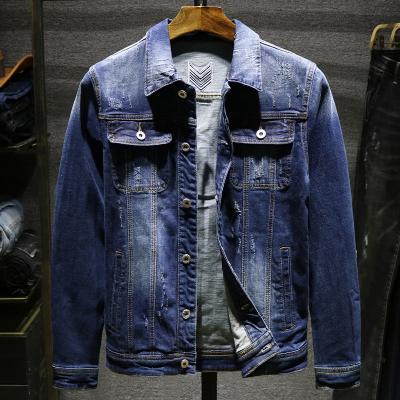 China 2022 New Viable Men's Denim Jacket Fashion Season Cat Claw Denim Jacket Solid Color Leisure Pilot High Quality Men's Denim Jacket for sale