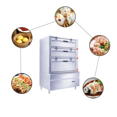 China Hotel Restaurant Stainless Steel Dim Sum Electric Food Steamer 220V Three Door Steamer Cabinet for sale