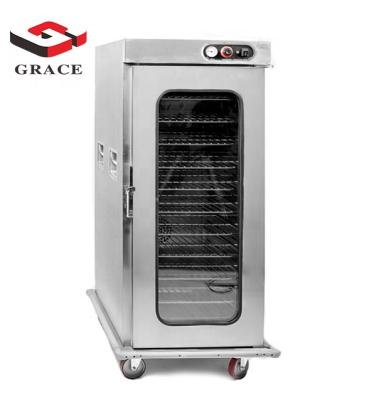 China Hotel Commercial Feast Electric Single Door Glass Food Warmer Cabinet Cart With Wheels for sale