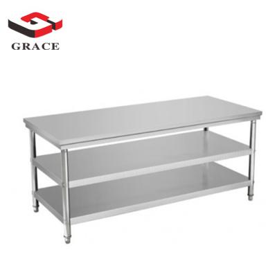 China Eco - Friendly Commercial Kitchen 3 Layer Stainless Steel Worktable For Kitchen Engineering for sale