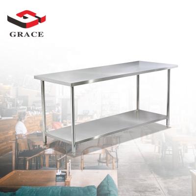 China Height Adjustable Grace Hotel Commercial Stainless Steel Table Kitchen Work Table for sale