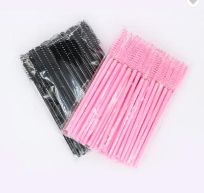 China Pink Synthetic Black Hair Mascara Disposable Micro Magic Wands Whips Spoolie Eyelash Comb Mini Eyebrow Brush for sale