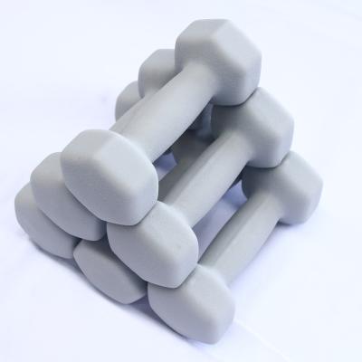 China Plastic Dip In Plastic Wrapped Dumbbell Mats Hex Mount Iron Dumbbell for sale