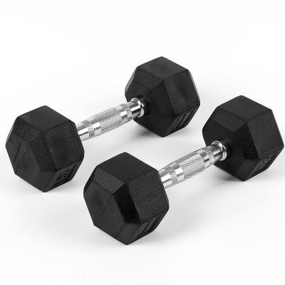 China High Quality Men's Rubber Covered Solid Weight Training Hex Dumbbell Rubber Coated Dumbbell for sale