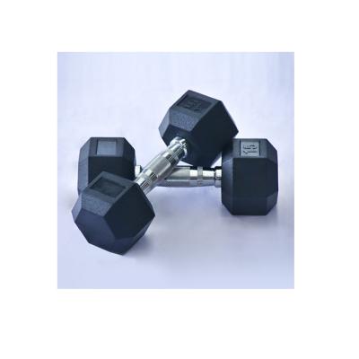 China Custom Free Weight Fitness Rubber Covered Hex Dumbbell Design Rubber Covered Dumbbell for sale