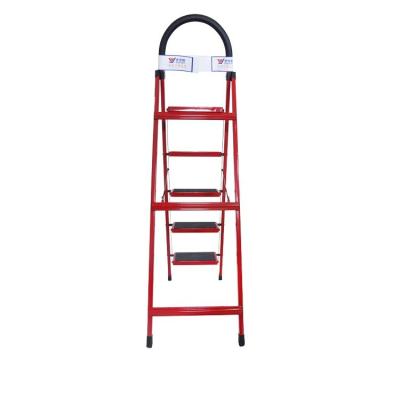 China High Quality Red Ladder Safety Household Folding Ladders Non-slip 5 Steps Folding Ladder for sale