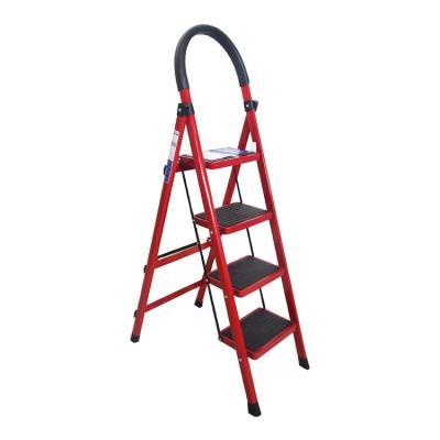 China Modern Design 4 Steps Folding Ladders Red Non-Slip Ladder Household Ladder for sale