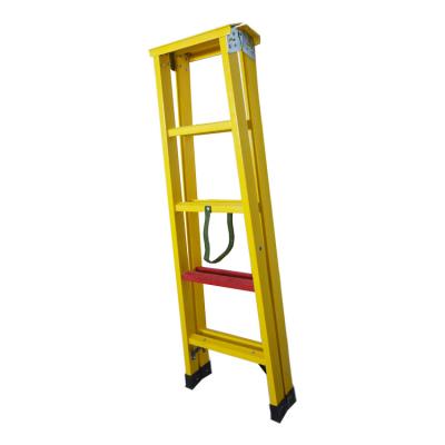 China Folding Ladders Yellow 5 Step Ladder FRP Double Sided Fiberglass Ladder for sale