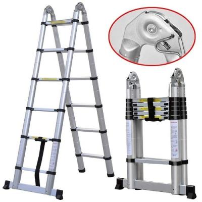 China Aluminum telescopic ladder 1.6+1.6m, 1.9+1.9m, 2.2+2.2m, 2.5+2.5m telescopic ladders for sale