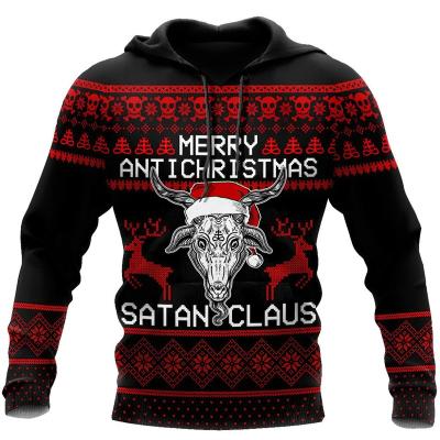 China Wholesale Christmas Waterproof Santa Claus Snowflake Cat Pattern Custom Design Men's Pullover Hoodie Sweatshirts for sale