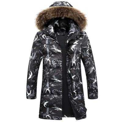 China Fashion Waterproof Style Plus Size Thick Fur Collar Long Down Jacket Mens Camouflage Plus Size Hoodie for sale