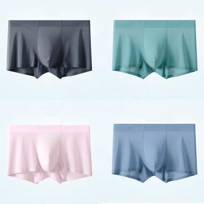 China Breathable Classic Solid Ice Silk Mens Stretch Briefs Boxers Shorts Mens Underwear for sale