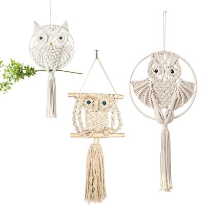 China Minimalist Owl Macrame Wall Hanging Wall Decor Decorations for Home for sale