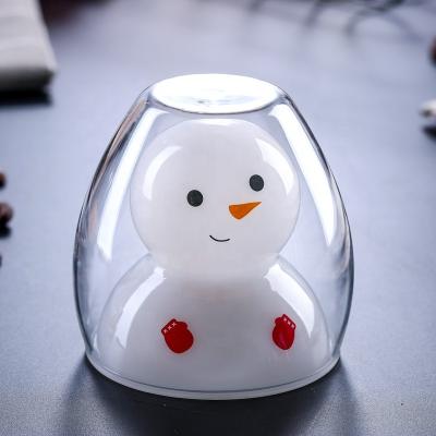 China Simple Viable Christmas Gift Water Snowman Cartoon Thickened Double Glass And Ironing Creative for sale