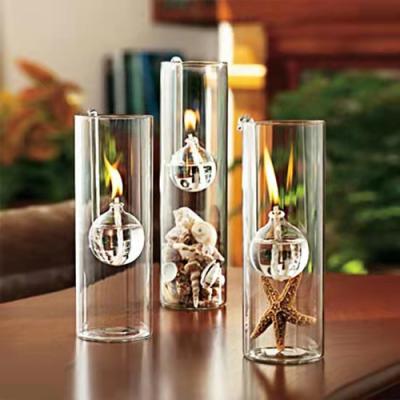 China Luxury thick clear glass oil candle jar with candle platform for sale