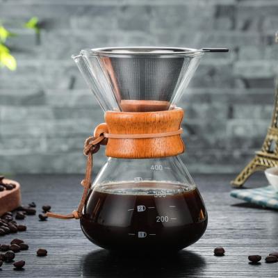 China With Scale Tray 2021 Hot Selling 400ml COFFEE GLASS JAR Pour-over Glass Coffee Maker for sale